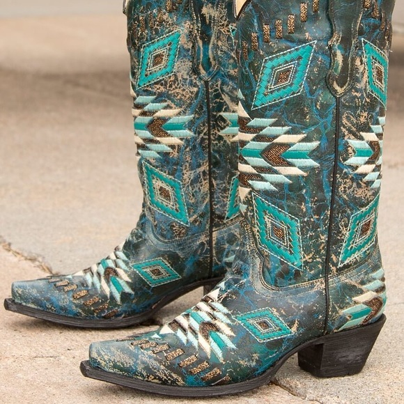 ❣️ONE LEFT❣️ New Corral Blue Cowgirl Boots E1008 - Picture 2 of 3